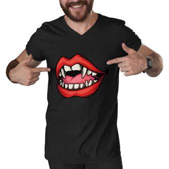 Vampire Mouth With The Most Attractive Vampire Design Men V-Neck Tshirt - Monsterry