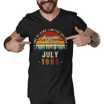 Vintage 23Th Birthday Awesome Since July 1999 Epic Legend Men V-Neck Tshirt - Seseable