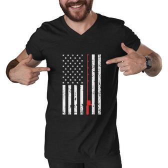 Vintage American Flag Fishing Funny Men V-Neck Tshirt - Monsterry DE