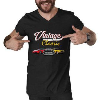 Vintage Classic Oldies Cars Tshirt Men V-Neck Tshirt - Monsterry CA