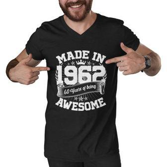 Vintage Crown Made In 1962 60 Years Of Being Awesome 60Th Birthday Men V-Neck Tshirt - Monsterry DE