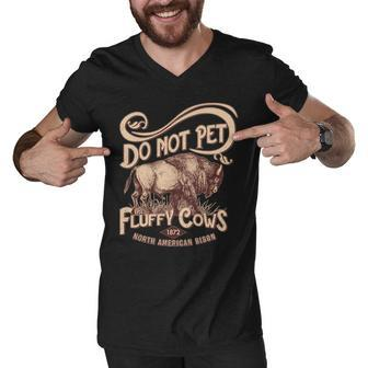 Vintage Do Not Pet The Fluffy Cows Men V-Neck Tshirt - Monsterry UK
