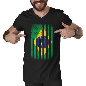 Vintage Flag Of Brazil Men V-Neck Tshirt - Monsterry AU