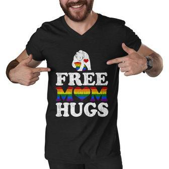 Vintage Free Mom Hugs Mama Bear Heart Pride Month Lgbt 2022 Gift Men V-Neck Tshirt - Thegiftio UK