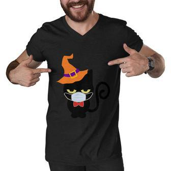 Vintage Halloween Witch Cat With Halloween Quote Men V-Neck Tshirt - Monsterry AU