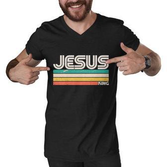 Vintage Jesus King Men V-Neck Tshirt - Monsterry