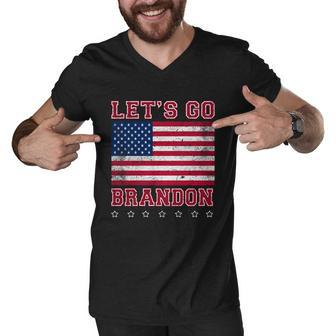 Vintage Lets Go Brandon American Flag Tshirt Men V-Neck Tshirt - Monsterry DE