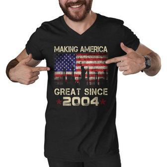 Vintage Making America Great Since 2004 Retro 18Th Birthday Men V-Neck Tshirt - Thegiftio UK