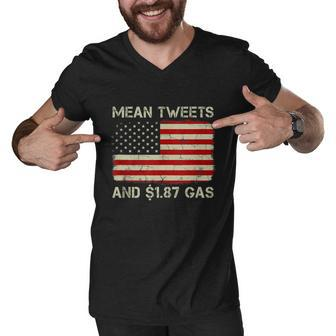 Vintage Old American Flag Mean Tweets And 187 Gas Men V-Neck Tshirt - Monsterry