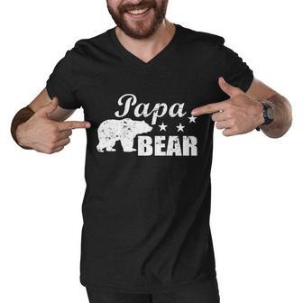 Vintage Papa Bear V2 Men V-Neck Tshirt - Monsterry