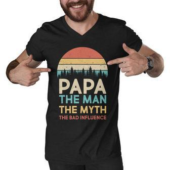 Vintage Papa Man Myth The Bad Influence Tshirt Men V-Neck Tshirt - Monsterry