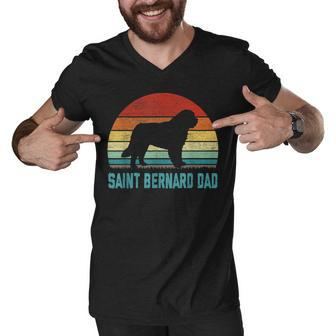Vintage Saint Bernard Dad - Dog Lover Men V-Neck Tshirt - Thegiftio UK