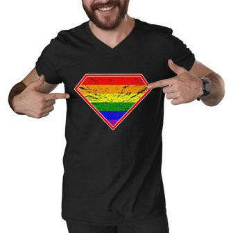 Vintage Super Gay Logo Men V-Neck Tshirt - Monsterry