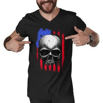Vintage Usa American Flag V2 Men V-Neck Tshirt - Monsterry