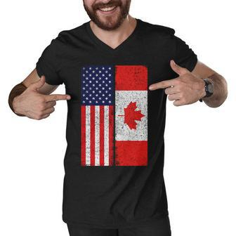 Vintage Usa Canadian Flag Men V-Neck Tshirt - Monsterry UK