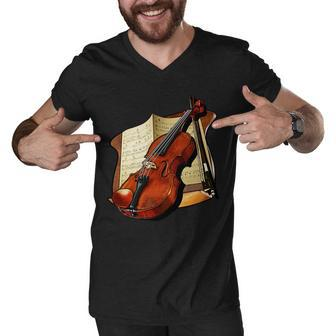 Violin And Sheet Music Men V-Neck Tshirt - Monsterry CA