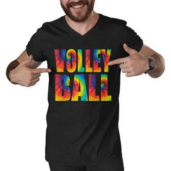 Volleyball Retro Tie Dye Men V-Neck Tshirt - Monsterry