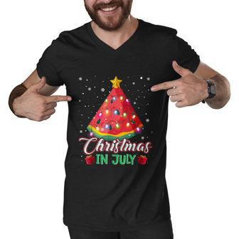 Watermelon Christmas Tree Christmas In July Summer Vacation Men V-Neck Tshirt - Monsterry AU