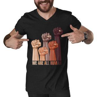 We Are All Human Melanin Black Pride African American Men V-Neck Tshirt - Thegiftio UK