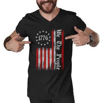 We The People 1776 Distressed Usa American Flag Tshirt Men V-Neck Tshirt - Monsterry