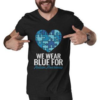 We Wear Blue For Autism Awareness V2 Men V-Neck Tshirt - Monsterry UK