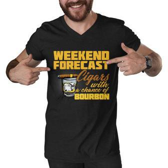 Weekend Forcast Cigars And Bourbon Tshirt Men V-Neck Tshirt - Monsterry