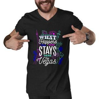 What Happens Here Stays Here Las Vegas Nv Vacation Tshirt Men V-Neck Tshirt - Monsterry UK