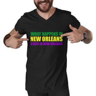 What Happens In New Orleans Stays In New Orleans Mardi Gras T-Shirt Graphic Design Printed Casual Daily Basic Men V-Neck Tshirt - Thegiftio UK