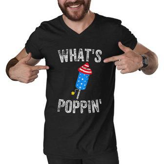 Whats Poppin Funny Firework 4Th Of July Summer Men V-Neck Tshirt - Monsterry