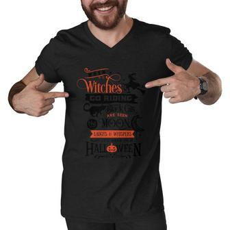 When Witches Go Riding An Black Cats Are Seen Moon Halloween Quote V3 Men V-Neck Tshirt - Monsterry AU
