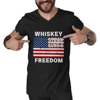 Whiskey Steak Guns And Freedom Us Graphic Plus Size Shirt For Men Women Family Men V-Neck Tshirt - Monsterry