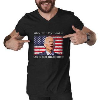 Who Shit My Pants Funny Anti Joe Biden Funny Meme Men V-Neck Tshirt - Monsterry AU