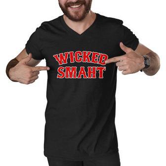 Wicked Smaht Smart Boston Massachusetts Tshirt Men V-Neck Tshirt - Monsterry UK