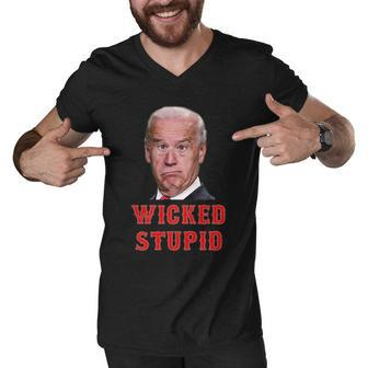Wicked Stupid Funny Joe Biden Boston Men V-Neck Tshirt - Monsterry