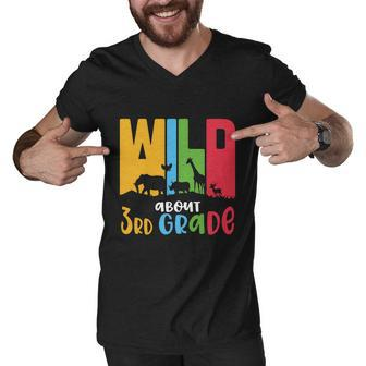 Wild About Third Grade Back To School First Day Of School Men V-Neck Tshirt - Monsterry CA