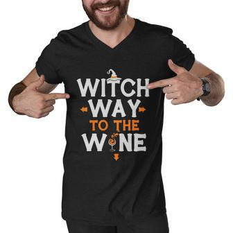 Witch Way To The Wine Halloween Quote V3 Men V-Neck Tshirt - Monsterry AU
