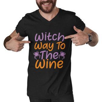 Witch Way To The Wine Halloween Quote V4 Men V-Neck Tshirt - Monsterry CA