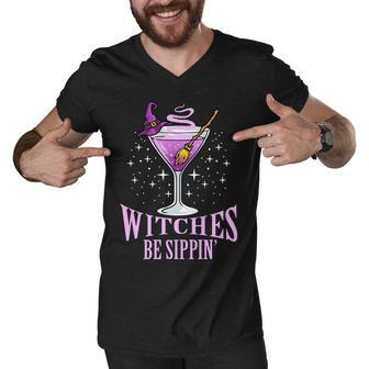 Witches Be Sippin Halloween Drinking Sweatshirt Men V-Neck Tshirt - Thegiftio UK