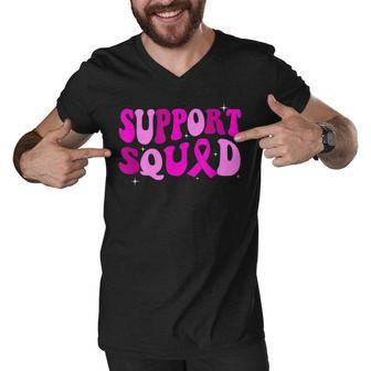 Woman Groovy Pink Warrior Breast Cancer Awareness Support V2 Men V-Neck Tshirt - Thegiftio UK