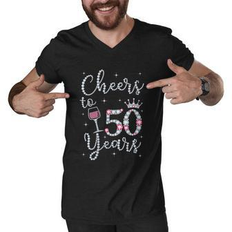 Women Gift Cheers To 50 Years 1969 50Th Birthday Gift For Womens Men V-Neck Tshirt - Monsterry AU