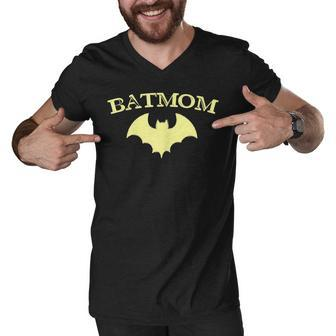 Womens Batmom Super Hero Proud Mom Halloween Costume Gift Men V-Neck Tshirt - Thegiftio UK