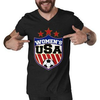 Womens Soccer Usa Emblem Men V-Neck Tshirt - Monsterry