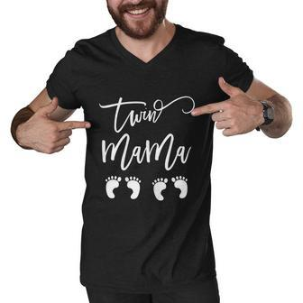Womens Twin Mama Funny Saying For New Mom Twin Mom To Be Graphic Design Printed Casual Daily Basic Men V-Neck Tshirt - Thegiftio UK