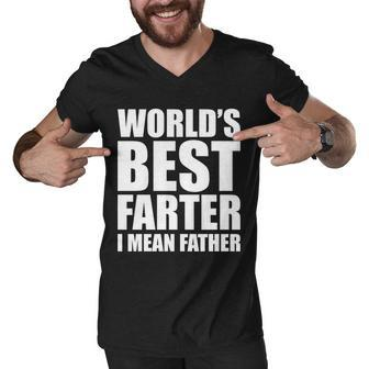 Worlds Best Farter I Mean Father Funny Dad Logo Tshirt Men V-Neck Tshirt - Monsterry AU