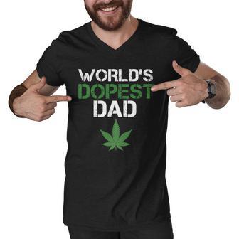 Worlds Dopest Dad Tshirt Men V-Neck Tshirt - Monsterry UK