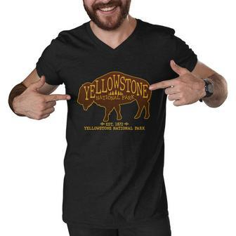 Yellowstone National Park Est 1872 Buffalo Logo Tshirt Men V-Neck Tshirt - Monsterry