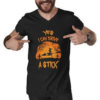 Yes I Can Drive A Stick Halloween Quote V3 Men V-Neck Tshirt - Monsterry UK