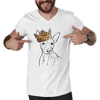 American Hairless Terrier Dog Wearing Crown Men V-Neck Tshirt | Mazezy