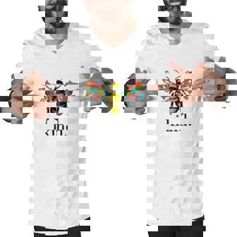 Autism Awareness Bee Kind Puzzle Pieces Tshirt Men V-Neck Tshirt - Monsterry