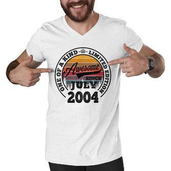 Awesome Since July 2004 18Th Birthday Gift 18 Years Old Men V-Neck Tshirt - Thegiftio UK